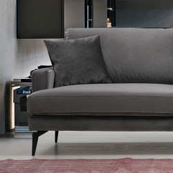 3-seater sofa Fortune pakoworld velvet anthracite-black 205x90x88cm