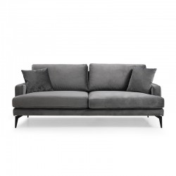 3-seater sofa Fortune pakoworld velvet anthracite-black 205x90x88cm