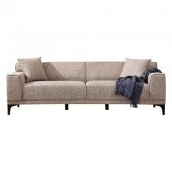 3 seater sofa PWF-0566 pakoworld fabric beige-brown 212x69x86cm