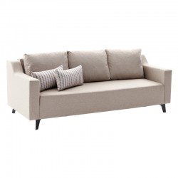 3 seater sofa-bed PWF-0592 pakoworld fabric cream 230x90x74cm