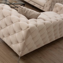2 seater Chesterfield type sofa PWF-0579 pakoworld fabric ecru 197x90x73cm