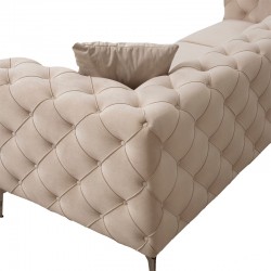 3 seater sofa PWF-0579 pakoworld Chesterfield type fabric ecru 237x90x73cm