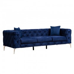 3 seater sofa PWF-0579 pakoworld Chesterfield type velvet fabric blue 237x90x73cm