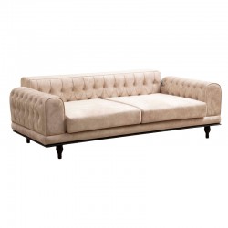 3 seater sofa-bed PWF-0567 pakoworld fabric beige 220x95x80cm