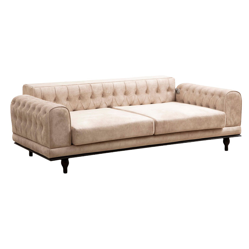 3 seater sofa-bed PWF-0567 pakoworld fabric beige 220x95x80cm