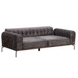 3 seater sofa-bed PWF-0596 pakoworld type Chesterfield fabric anthracite 225x92x78cm