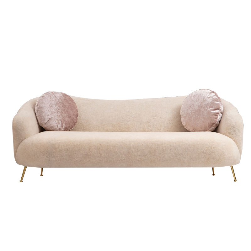 3 seater sofa PWF-0588 pakoworld fabric beige 215x90x80cm