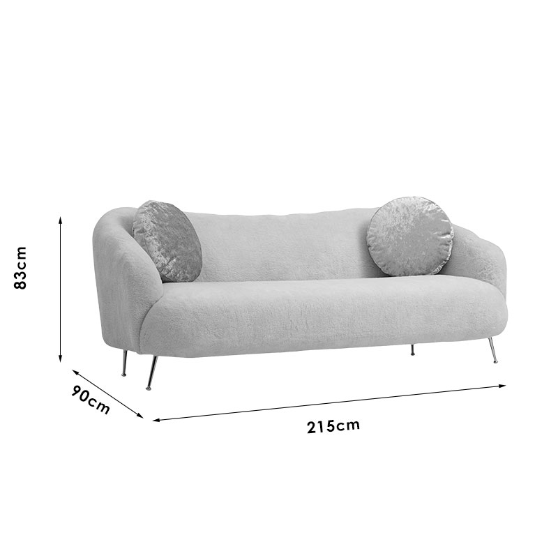 3 seater sofa PWF-0588 pakoworld fabric beige 215x90x80cm