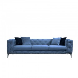 3 seater sofa PWF-0579 pakoworld Chesterfield type fabric light blue 237x90x73cm
