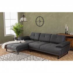 Corner sofa with right angle PWF-0586 pakoworld dark grey fabric 314x174x83cm