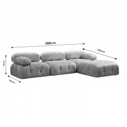 Polymorphic sofa Divine velvetish in dark cream color 288/190x75cm