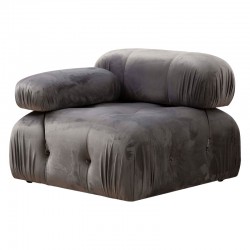 Polymorphic sofa Divine velvetish in grey color 288/190x75cm