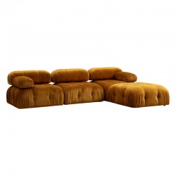 Polymorphic sofa Divine 2 with mustard color velvetish 288/190x75cm