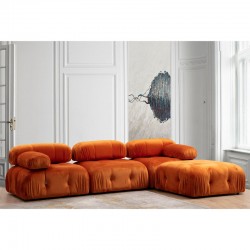 Polymorphic sofa Divine velvetish in orange color 288/190x75cm