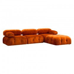Polymorphic sofa Divine velvetish in orange color 288/190x75cm