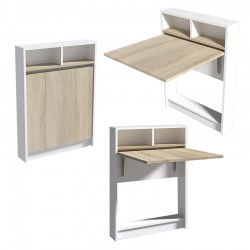 Folding wall mounted table Interact pakoworld natural-white 70x15x90cm