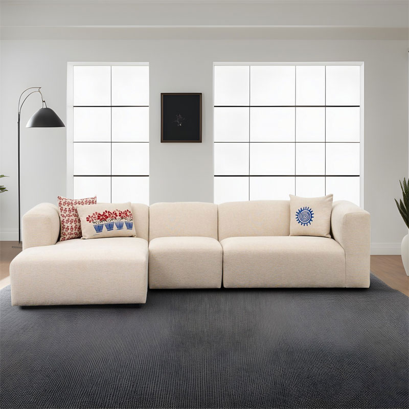 Corner sofa Lindena pakoworld right corner cream fabric 296x158x72cm