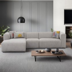 Corner sofa Lindena pakoworld right corner light grey fabric 296x158x72cm