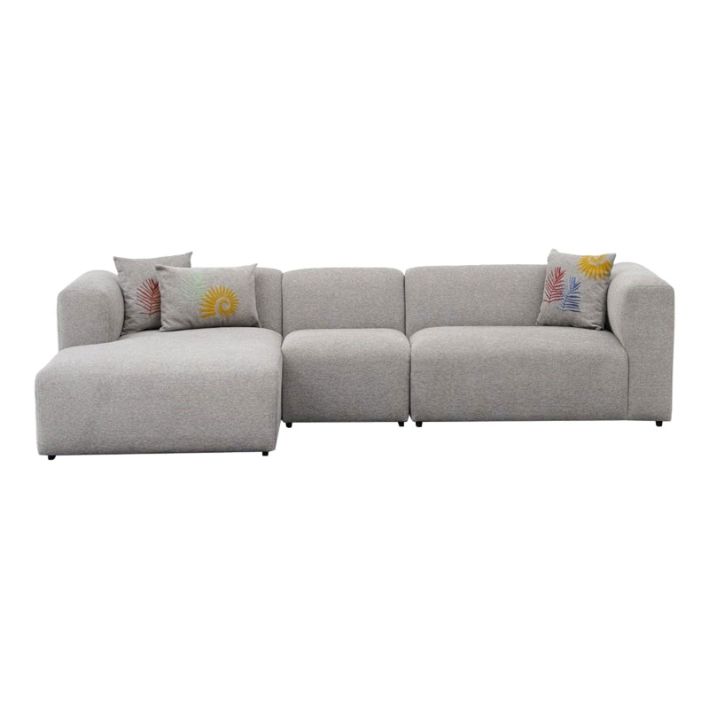 Corner sofa Lindena pakoworld right corner light grey fabric 296x158x72cm