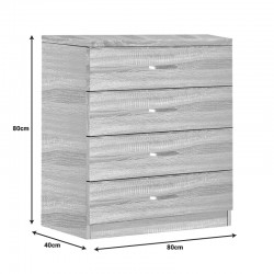 Συρταριέρα Killian pakoworld  με 4 συρτάρια sonoma 80x40x80εκ