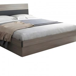 Double storage bed Daizy pakoworld light walnut-grey melamine 150x200cm