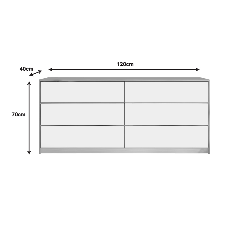 Συρταριέρα Kuanger pakoworld σε λευκή-φυσική απόχρωση 120x40x70εκ