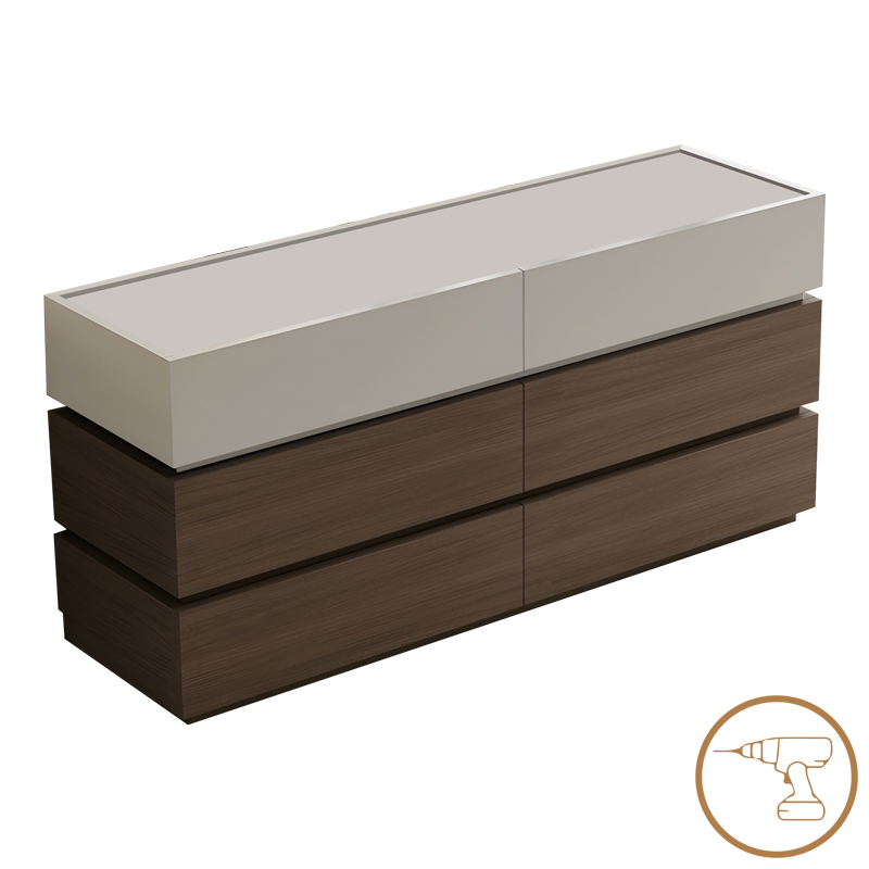 Sonlen pakoworld mdf chest of drawers in walnut-beige shade 120x40x72cm