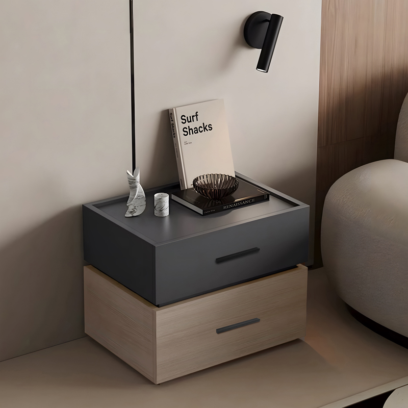 Sonlen pakoworld bedside table mdf in sonoma-charcoal shade 60x40x44.5cm