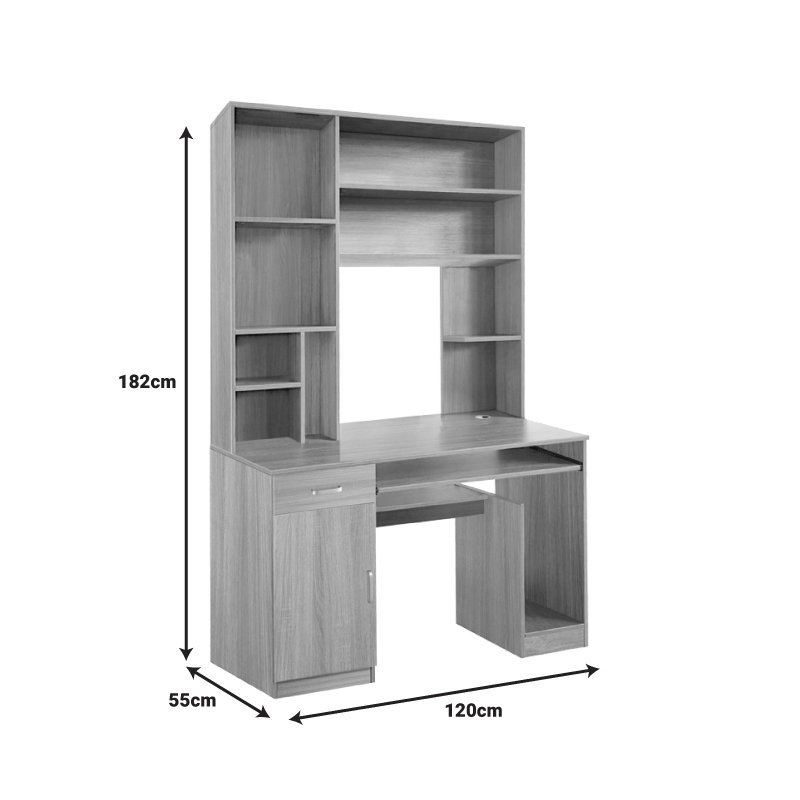 Computer desk-bookcase Novelty pakoworld in sonoma color 120x55x182cm