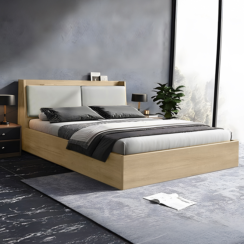 Double bed Akvare pakoworld mdf in natural color 150x200cm