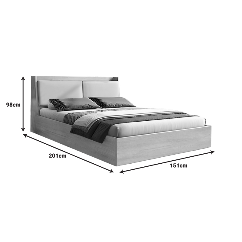 Double bed Akvare pakoworld mdf in natural color 150x200cm