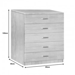 Gioko pakoworld chest of drawers with 5 drawers in natural shade 80x40x100cm