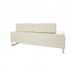 Καναπές Shea pakoworld 3θέσιος PU ivory-inox 198x80x87εκ