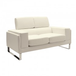 2 seat Sofa Shea pakoworld PU ivory-inox 158x80x87cm