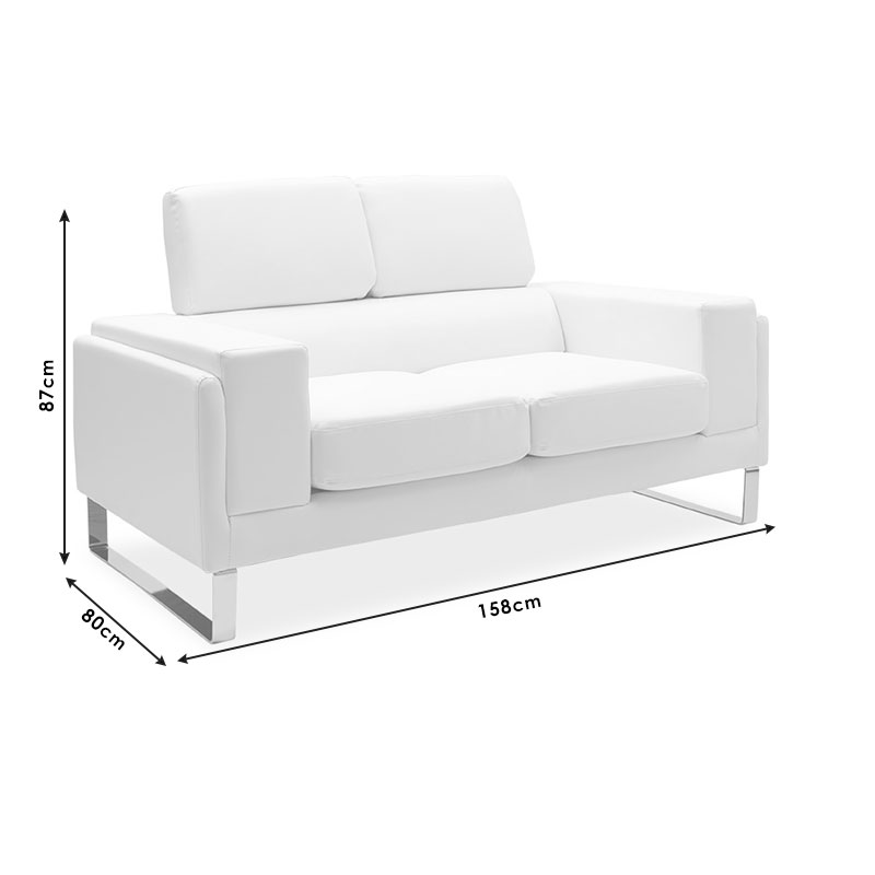 2 seat Sofa Shea pakoworld PU ivory-inox 158x80x87cm