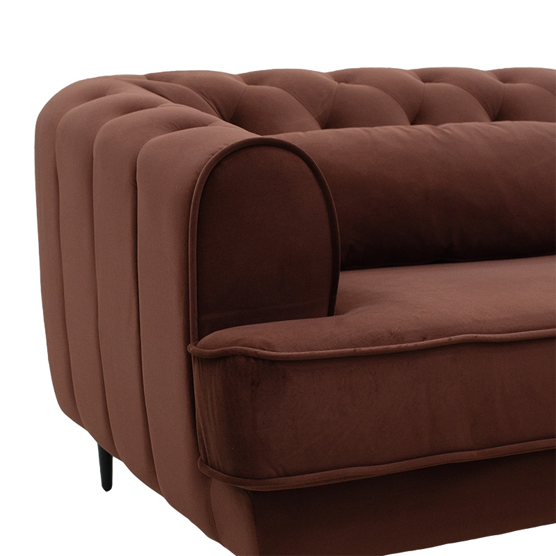 3 seater sofa Celia pakoworld velvet brown 198x86x71cm