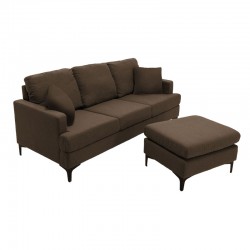 Corner sofa Slim pakoworld with brown fabric and two pillows 185x140x70cm