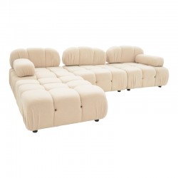 3-seater sofa Hypnotic pakoworld with beige teddy fabric and two pillows 196x98x74cm