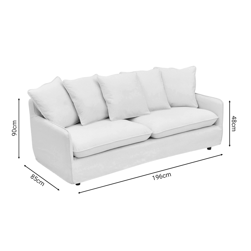 3-seater sofa Interest pakoworld beige fabric with five pillows 196x85x90cm