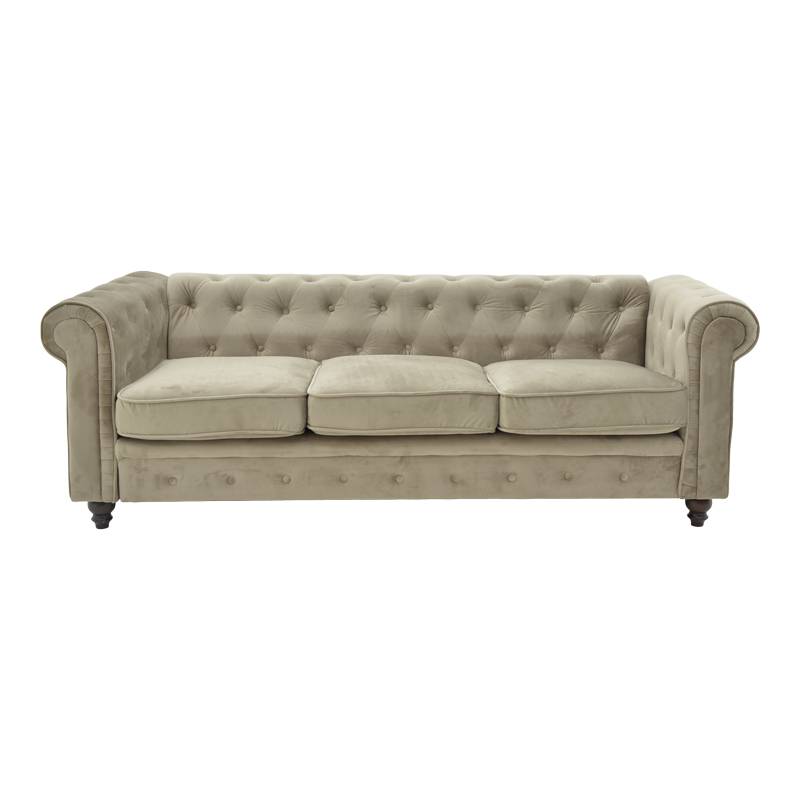 3-seater sofa Incredible pakoworld beige velvet 203x84x67cm