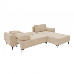 Three-seater sofabed with storage Settee Pakoworld fabric in beige color 286x204x93cm