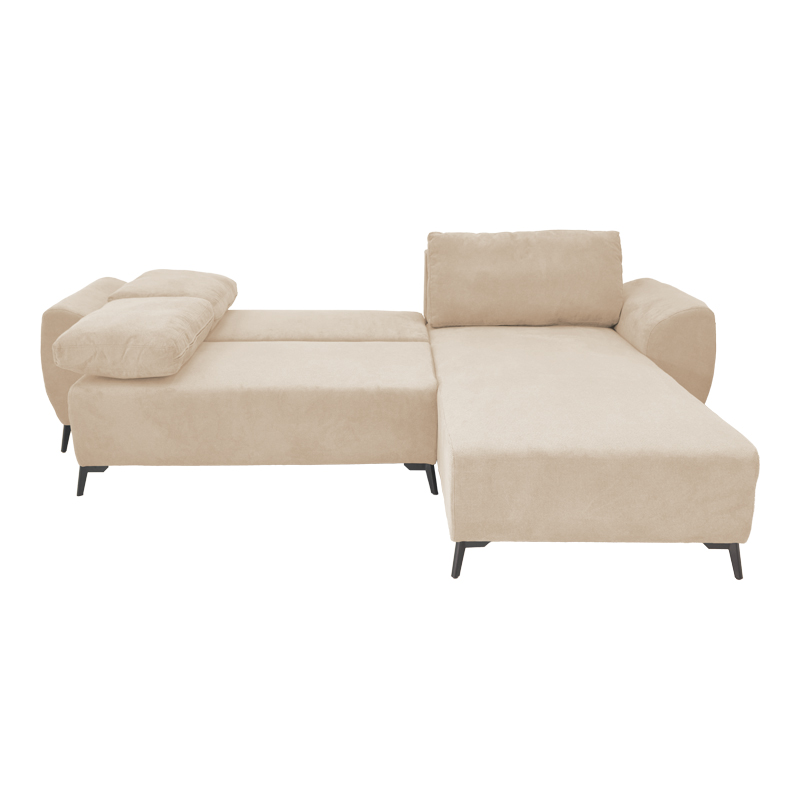 Three-seater sofabed with storage Settee Pakoworld fabric in beige color 286x204x93cm