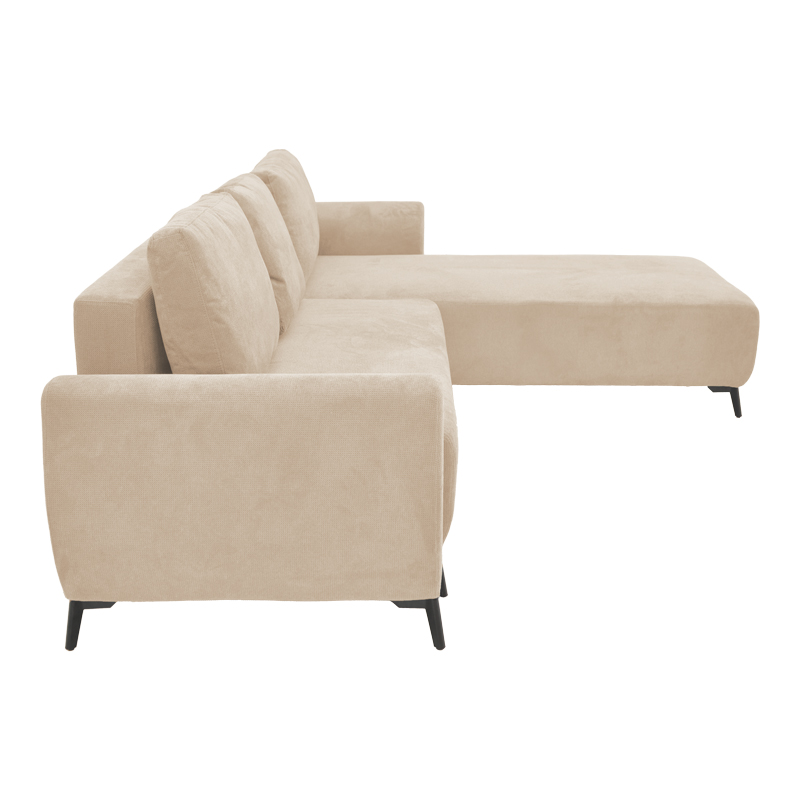 Three-seater sofabed with storage Settee Pakoworld fabric in beige color 286x204x93cm