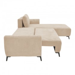 Three-seater sofabed with storage Settee Pakoworld fabric in beige color 286x204x93cm