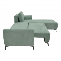 Three-seater sofabed with storage Settee Pakoworld fabric in mint color 286x204x93cm