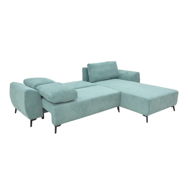 Three-seater sofabed with storage Settee Pakoworld fabric in blue color 286x204x93cm