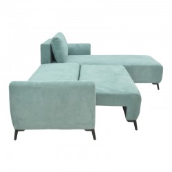 Three-seater sofabed with storage Settee Pakoworld fabric in blue color 286x204x93cm