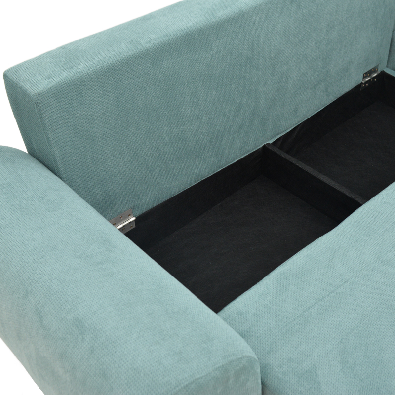 Three-seater sofabed with storage Settee Pakoworld fabric in blue color 286x204x93cm