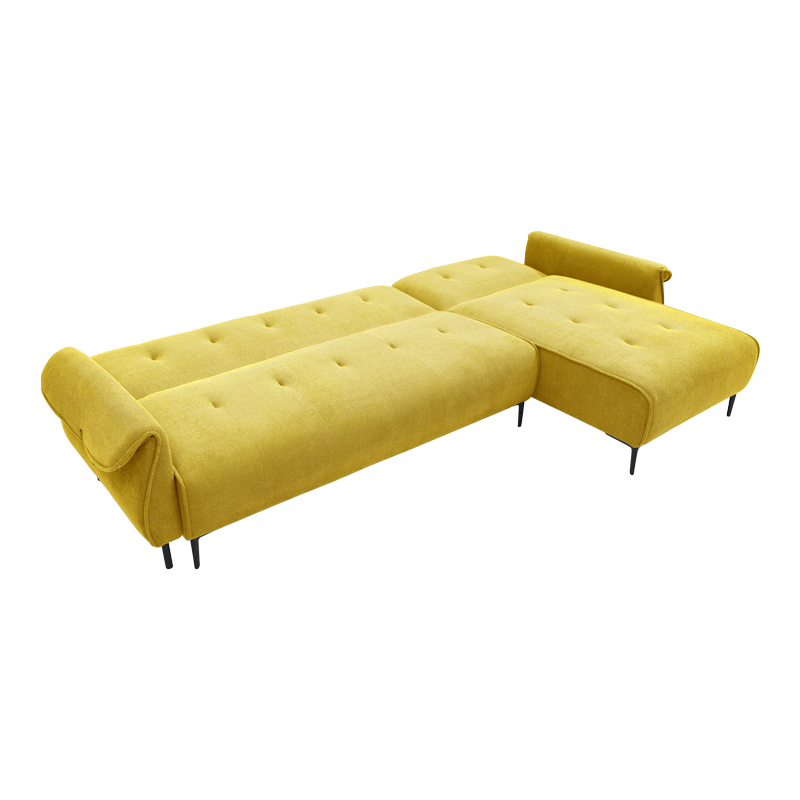 Three-seater reversible sofa bed Nuavid pakoworld yellow fabric 304x145x83cm