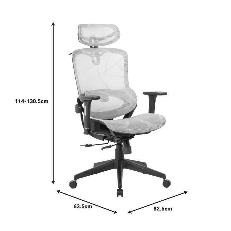 Manager office chair Konilo pakoworld mesh grey 82.5x63.5x114cm